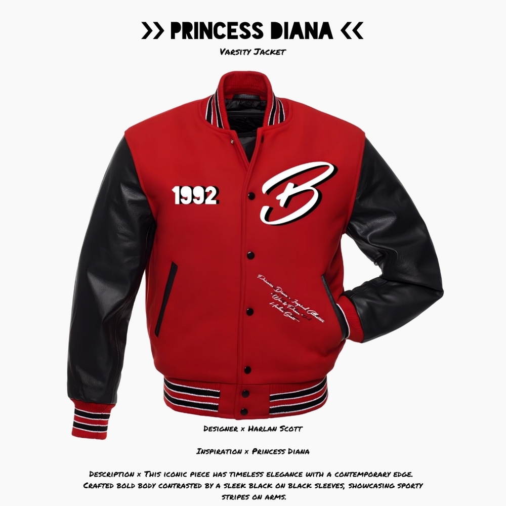 BLAK LABEL KOUTURE x Princess Diana Varsity jacket x Harlan Scott